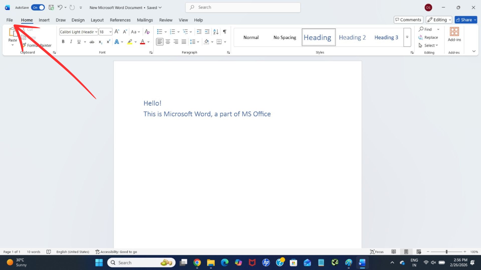 CLICK ON FILE OPTION