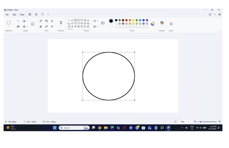 Click anywhere to draw circle