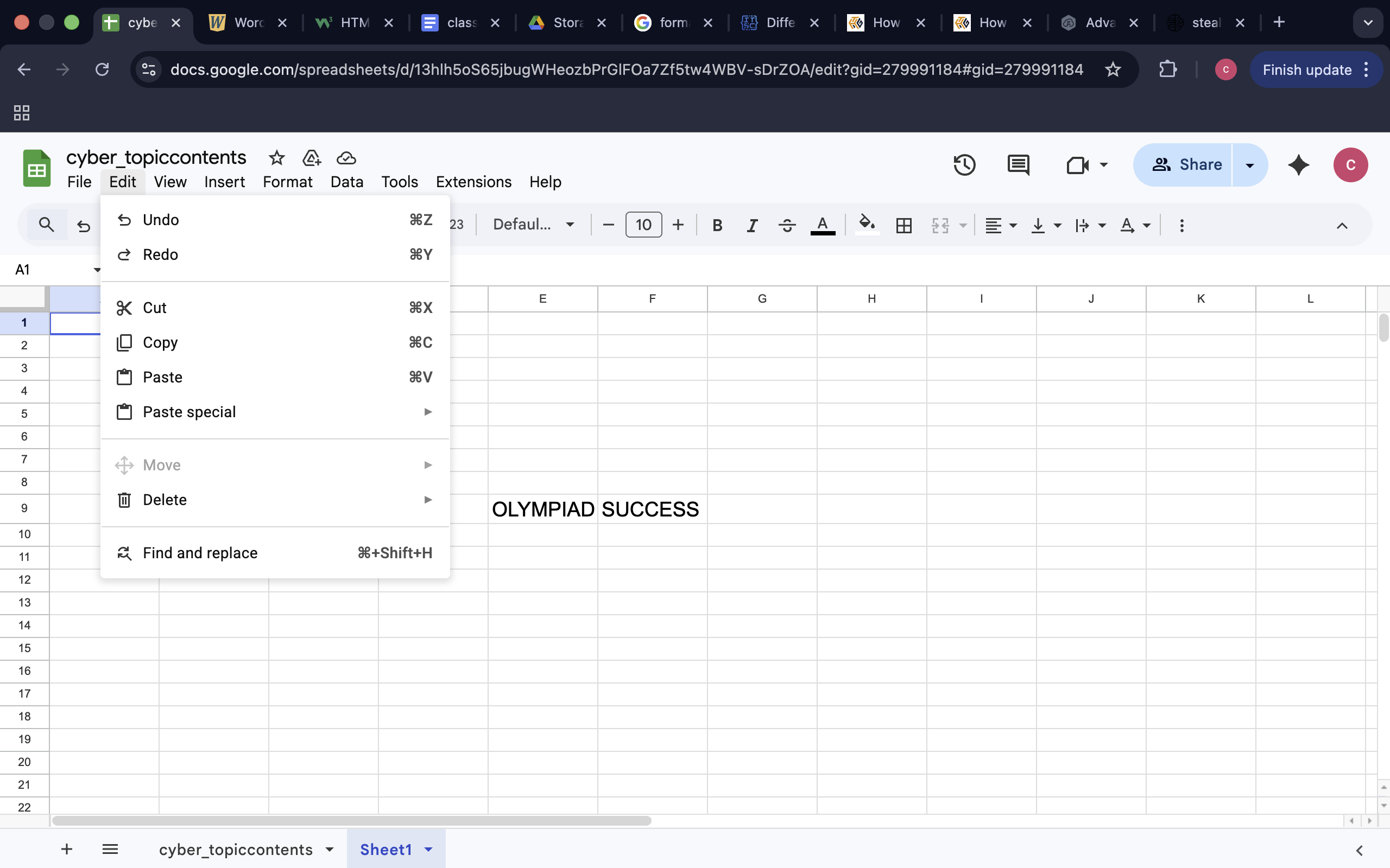 Editing data in Excel